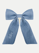 Adore Haarschleife aus Leinen in weiß - blau - weddorable