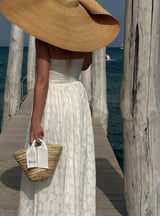 JGA Korbtasche mit Hangover Kit und Haarclip in weiß - weddorable