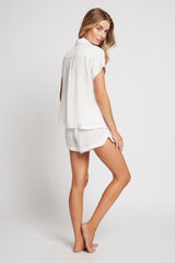 Eva kurzer Pyjama weiß - weddorable
