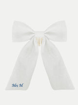 Adore Haarschleife aus Leinen in blau - weddorable