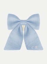 Audrey Haarschleife aus Leinen in blau - weddorable