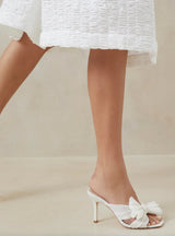 Claudia Plissee Mules in pearl - weddorable